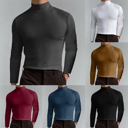 📢📢50% de réduction！！！ T-shirt à col montant et manches longues pour homme