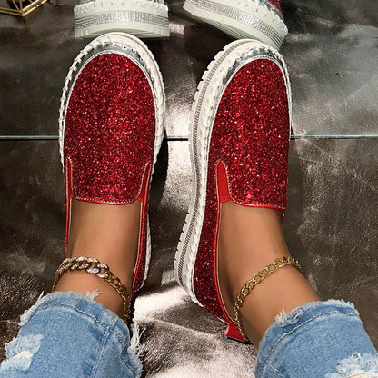 💎 60% DE RÉDUCTION ! 💎 Chaussures Slip-On Femme – Paillettes Brillantes, Semelle Antidérapante & Confort Respirant pour Tous les Jours 🌸👟