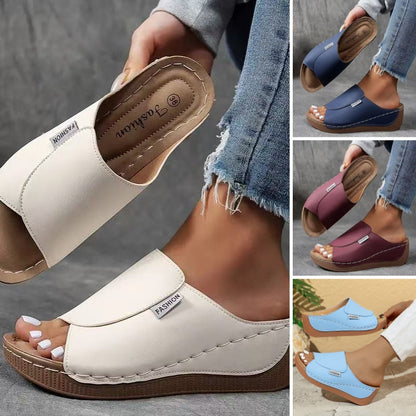 👡 PROMO LIMITÉE 50% DE RÉDUCTION ! ✨ Sandales à Talon Compensé – Léger, Semelle Rembourrée, Bride Large 🍂