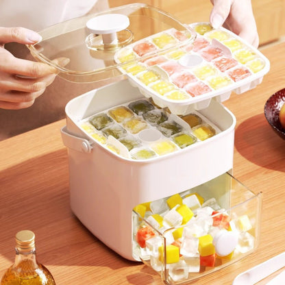 🧊 PROMO LIMITÉE 50% DE RÉDUCTION ! 💥 Bac à Glaçons Double Niveau – 2x Glaçons, Couvercle, Empilable ✨