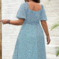 🌸 PROMO LIMITÉE 50% DE RÉDUCTION ! ✨ Robe Longue Grande Taille Bohème – Imprimé Fleuri, Fente, Manches Courtes 🌺