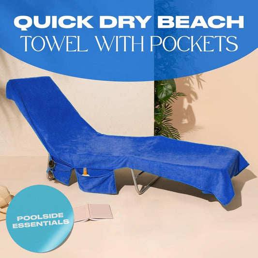 💎 50% DE RÉDUCTION ! 💎 Serviette de Transat avec Poches & Sac de Transport – Séchage Rapide, Ultra-Absorbante et Parfaitement Stable sur Chaise Longue 🏖️🧺
