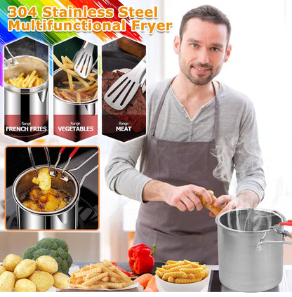 🔥 PROMO LIMITÉE 50% DE RÉDUCTION ! 🎁 Friteuse Multifonctionnelle Acier Inoxydable 304 – Anti-éclaboussures, Économe en Huile, Polyvalente 🍟