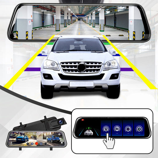 🥳SOLDES 2026🥳Caméra embarquée 10 pouces 1080p pour rétroviseur - Vision nocturne et mode parking - Carte mémoire 64 Go incluse