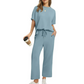 💎 60% DE RÉDUCTION ! 💎 Ensemble Femme 2 Pièces Décontracté – Haut Demi-Manches + Pantalon Cheville, Ultra Doux & Élégant (S à 4XL) ✨👖