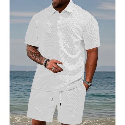 💎 -50% SUR L'ENSEMBLE 2 PIÈCES POUR HOMME ! 💎 Chemise Jacquard & Short avec Cordon, Tissu Respirant Infroissable ✨