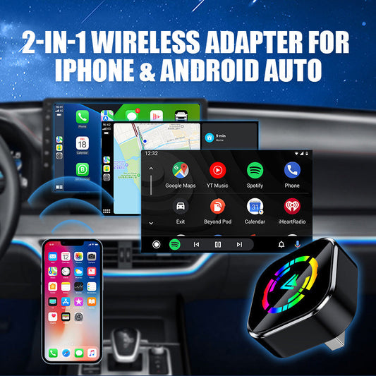 🔥 55 % de réduction ! ⚡ Adaptateur sans fil 2-en-1 pour iPhone & Android Auto – Installation en 10 sec, Bluetooth 5.0 & écran divisé 🚗📱