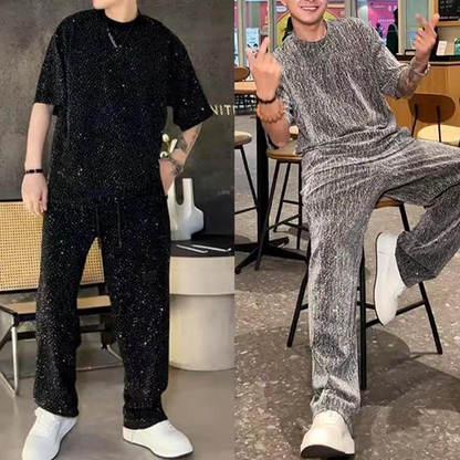 🎁 Black Friday -60% ! Nouveau Costume 2 Pièces Homme 2025 – Chemise Courte + Pantalon Large Élégant ✨🩳