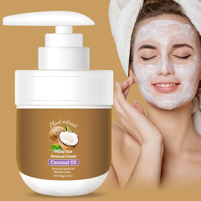 📢📢50% DI SCONTO! 🥥✨ Crème Dépilatoire Visage à la Noix de Coco – Épilation Douce, Formule Végétale & Peau Lisse en 10 Min! 🌿🧖‍♀️