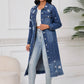 💎 57% DE RÉDUCTION ! 💎 Veste Longue en Jean Déchiré pour Femme – Look Streetwear Audacieux, Coupe Flatteuse & Denim Résistant 👖✨