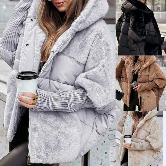 Manteau Femme Imperméable Anti-Vent à Capuche avec Insertions Duvet