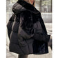Manteau Femme Imperméable Anti-Vent à Capuche avec Insertions Duvet