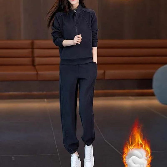 Ensemble de 2 pièces : Sweat à capuche à demi fermeture éclair & Pantalon (style décontracté) 🧥👖