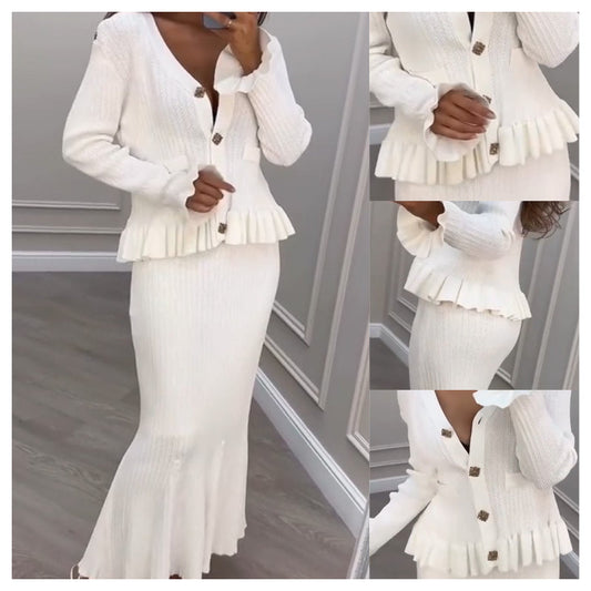 ✨Ensemble top ajusté en maille et jupe sirène approuvé par les meilleures amies – Look chic pour les soirées✨