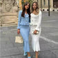 ✨Ensemble top ajusté en maille et jupe sirène approuvé par les meilleures amies – Look chic pour les soirées✨