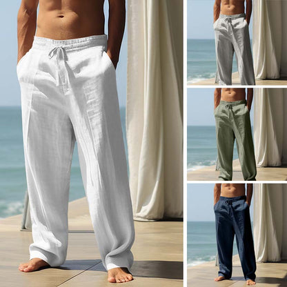 👖 PROMO FLASH 50% DE RÉDUCTION ! 🍂 Pantalon Homme en Lin – Coupe Droite, Taille Cordon & Mélange Respirant pour Toute Occasion 🌿