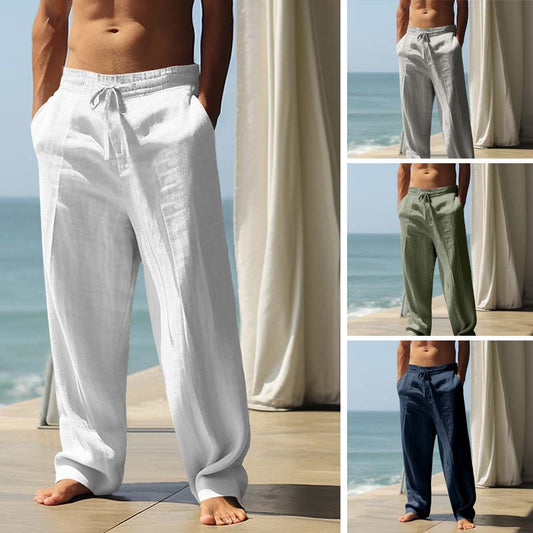 👖 PROMO FLASH 50% DE RÉDUCTION ! 🍂 Pantalon Homme en Lin – Coupe Droite, Taille Cordon & Mélange Respirant pour Toute Occasion 🌿