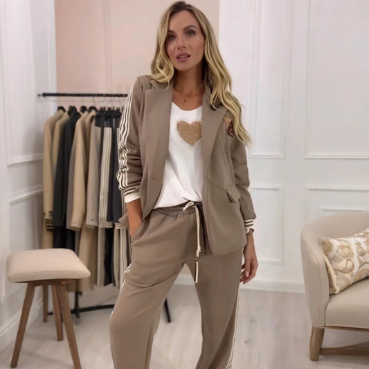 💥Offre à durée limitée - 60 % de réduction💥Ensemble blazer et pantalon tendance de 2 pièces avec bandes latérales