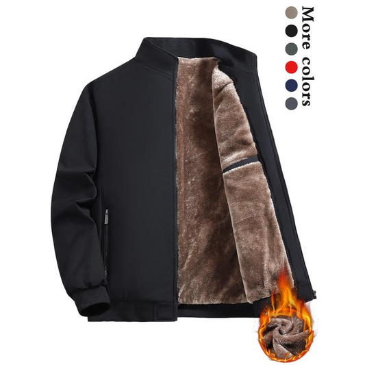 📢📢65% de réduction！！！  Veste zippée chaude unie pour homme – 💪 Anti-froissement, coupe-vent, imperméable à la pluie et à la neige !