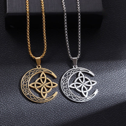 🔥 DERNIER JOUR – 67% DE RÉDUCTION !🌙 Collier Pendentif Lune Celtique – Acier Inoxydable, Unisexe & Symbolisme de Protection