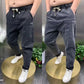 Pantalon Élastique en Jeans avec Cordon de Serrage et Six Poches pour Homme