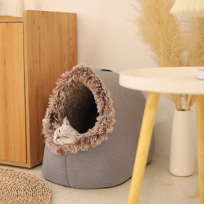 🎁 50% DE RÉDUCTION ! 💥🐾 Lit Grotte Chaud pour Animaux – Douillet, Isolant & Parfait pour l’Hiver ❄️🐶