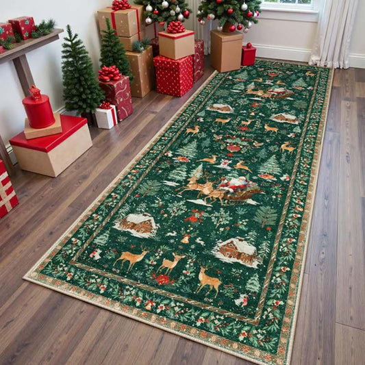 🎄 Tapis de Noël Doux et Antidérapant - Motifs Festifs, Dossier Sécurisé - Confort Absolu pour une Décoration de Fête Magique