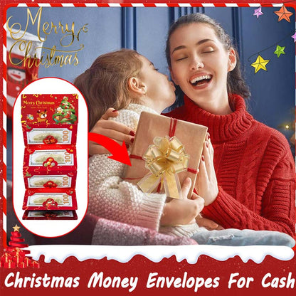 🔥 50% DE RÉDUCTION ! ✨ Enveloppe Cadeau de Noël à 6 Fentes - Design Accordéon à Déploiement Surprenant, Finition Dorée et Enveloppe Coordonnée 🎄💰