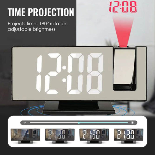 🔥 Offre Spéciale Limitée ! ✨ Réveil Projecteur LED Miroir - Projection Plafond 180°, Affichage Température/Date, Double Alimentation 🕒🔮