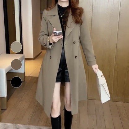 Trench-Coat Élégant avec Doublure en Peluche de Haute Qualité pour Femme