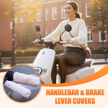 🔥 50% DE RÉDUCTION ! ✨ Housse Guidon Hiver - Peluche Chaud, Installation Facile, Universelle pour Vélos et Scooters 🧤❄️