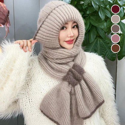 🔥 50% DE RÉDUCTION ! ✨ Cache-Col Intégré Bonnet pour Femme - Protection Oreilles, Conception Anti-Vent, Chaud et Élégant pour Sports d'Hiver ❄️👩