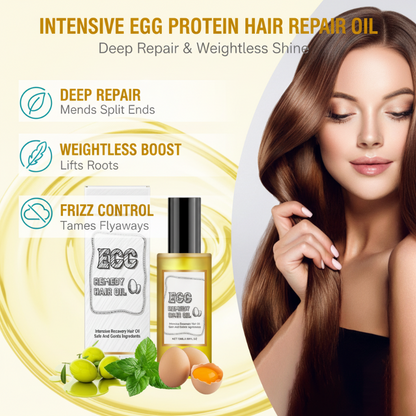 📢📢2 ACHETÉS, 1 OFFERT ! 💆‍♀️✨ Huile Capillaire à la Protéine d’Œuf – Réparation Profonde, Anti-Frisottis & Légèreté Absolue ⚡