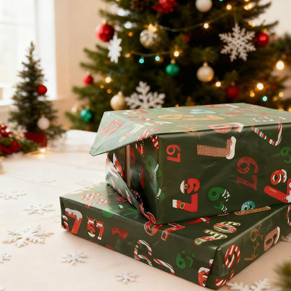 🔥 50% DE RÉDUCTION ! ✨ Papier Cadeau Digital Noël - Motifs Numériques Originaux, Encre Résistante, Rouleau Pratique 🎁✨