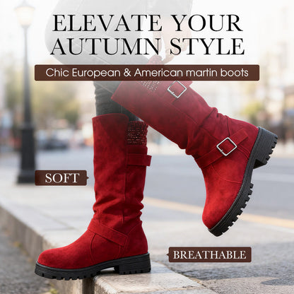 🔥 57 % de réduction – Chaussures en daim Chica pour femmes : style européen, semelle antidérapante & confort toute la journée 🍂👢
