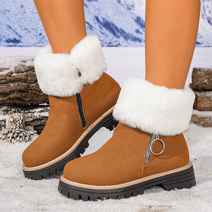 ✨ Soldes d’hiver 2025 – 50 % de réduction ! 👢 Bottes de Neige Femme à Col en Fourrure & Fermeture Éclair – Chaudes, Antidérapantes🖤