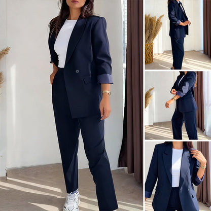 ⏳47 % de réduction pour une durée limitée⏰ Ensemble 2 Pièces Femme – Blazer + Pantalon Classique, Tailles Jusqu’en 5XL