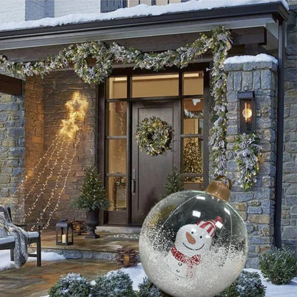 📢📢50% DE RÉDUCTION !!! 🎅 Boule décorative gonflable en PVC pour Noël en extérieur – 58 cm, résistante aux intempéries & éclairée la nuit ✨