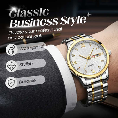 📢 60 % de réduction !!! Montre homme lumineuse & étanche – élégance bicolore, affichage jour/date 🎁⌚