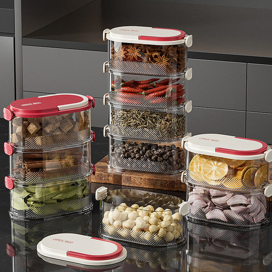 🔥 50% de réduction – Organisateur à Épices Multicouche Hermétique ! 🌶️🧂 Fraîcheur Garantie, Design Élégant & Rangement Intelligent – Rouge ou Blanc