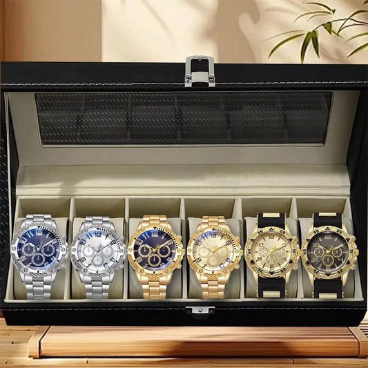 ⌚ 70 % DE RÉDUCTION MAINTENANT ! 🎁 Ensemble de 6 montres pour homme – Collection élégante, coffret cadeau raffiné et parfait pour toutes les occasions ✨📦