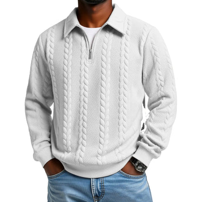 🧶 50% DE RÉDUCTION ! ✨ Pull-Over Homme à Demi-Zip – Torsades, Tissu Doux & Coupe Décontractée 🧥