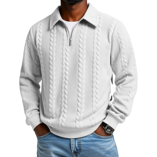 🧶 50% DE RÉDUCTION ! ✨ Pull-Over Homme à Demi-Zip – Torsades, Tissu Doux & Coupe Décontractée 🧥