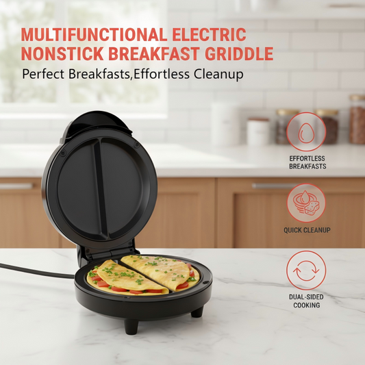 🍳 PROMO LIMITÉE 50% DE RÉDUCTION ! ✨ Plaque Électrique Antiadhésive – Double Face, Compartimentée, Sûre et Compacte ☀️
