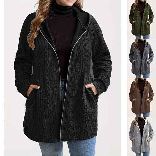 📢📢60% DE RÉDUCTION ! ⏳⏰ Veste Ample à Capuche avec Tissage Texturé – Confort Ultra-Doux, Coupe Flatteuse & Style Élégant en 5 Couleurs ⚡