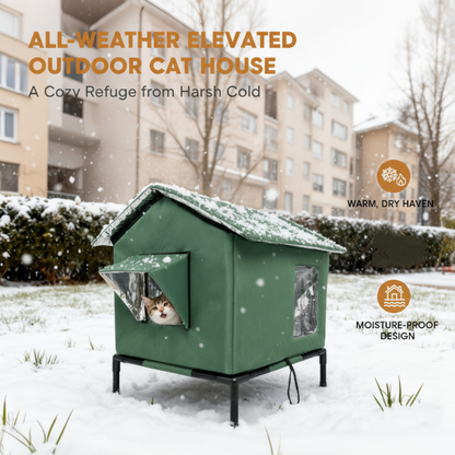 🐱 PROMO LIMITÉE 50% DE RÉDUCTION ! ✨ Maison pour Chat d‘Extérieur surélevée – Imperméable, Isolante, Stable et Pliable 🌧️
