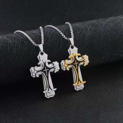 🎉 ACHETEZ 1 OBTENEZ 1 GRATUIT! 🔗 COLLIER PENDENTIF CROIX BICOLORE – STYLE AUDACIEUX & MÉTAL DURABLE