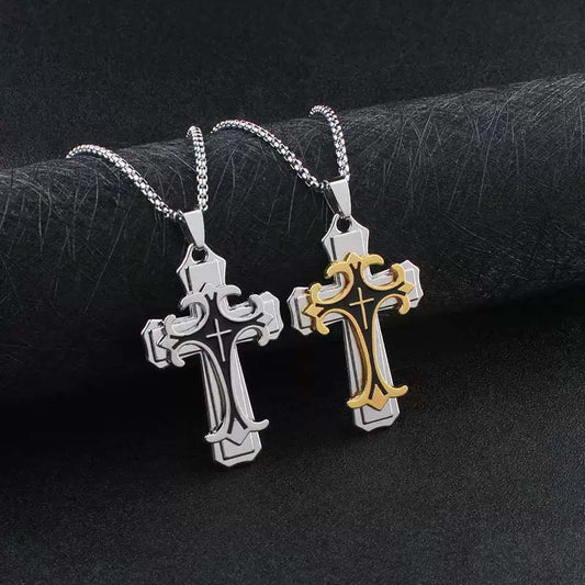 🎉 ACHETEZ 1 OBTENEZ 1 GRATUIT! 🔗 COLLIER PENDENTIF CROIX BICOLORE – STYLE AUDACIEUX & MÉTAL DURABLE