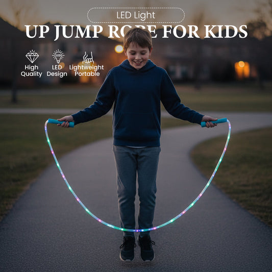 📢📢Achetez 2, obtenez 1 gratuit ! Corde à sauter lumineuse LED pour enfants – 3 modes d’éclairage, longueur réglable & poignées antidérapantes ! ⏰✨👧