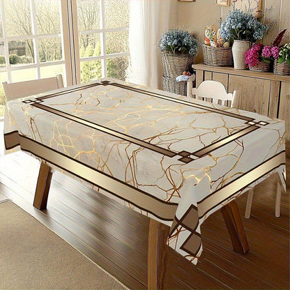 📢📢60% de réduction ! 🍽️ Nappe Marbre Imperméable – Élégance Beige & Or, S’Essuie en un Clin d’Œil !
